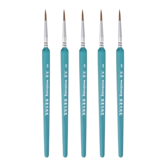 Uxcell 5pcs Detail Paint Brushes 14mm Nylon Miniature Painting Brush for Watercolor Acrylic Painting(3#), Blue