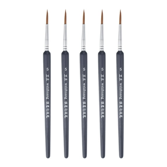 Uxcell 5pcs Detail Paint Brushes 15mm Nylon Miniature Painting Brush for Watercolor Acrylic Painting(5#), Black