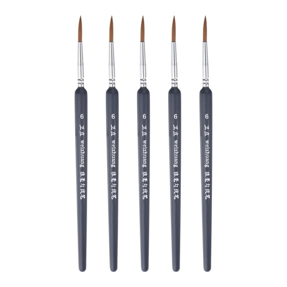 Uxcell 5pcs Detail Paint Brushes 20mm Nylon Miniature Painting Brush for Watercolor Acrylic Painting(6#), Black