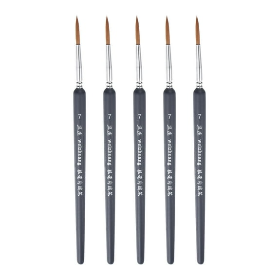 Uxcell 5pcs Detail Paint Brushes 23mm Nylon Miniature Painting Brush for Watercolor Acrylic Painting(7#), Black