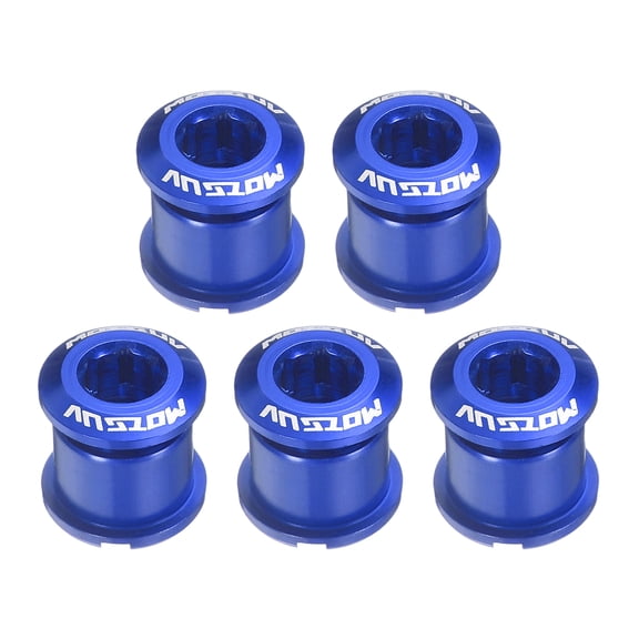 Uxcell 5pcs Double Chain Ring Bolts M8 Aluminum Alloy Bike Chainwheel Screws, Blue