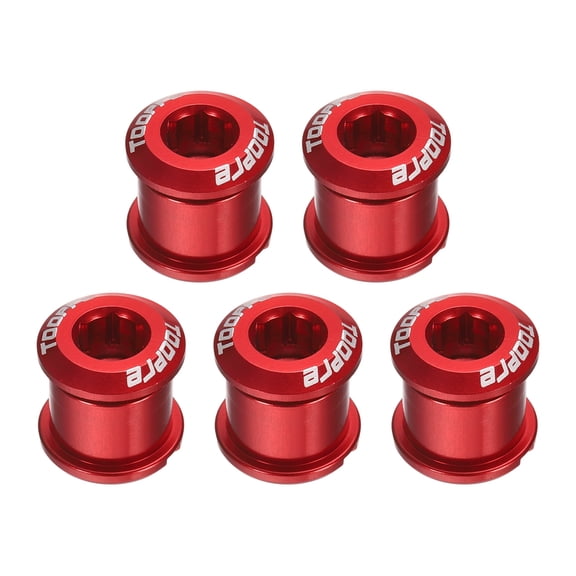 Uxcell 5pcs Double Chain Ring Bolts M8 Aluminum Alloy Bike Chainwheel Screws, Red