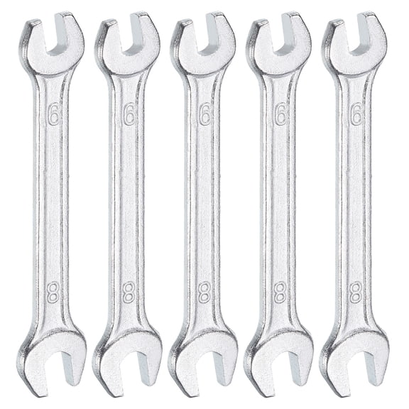 Uxcell 5pcs Double Open End Wrench 6mm x 8mm Metric U-Shaped Spanner