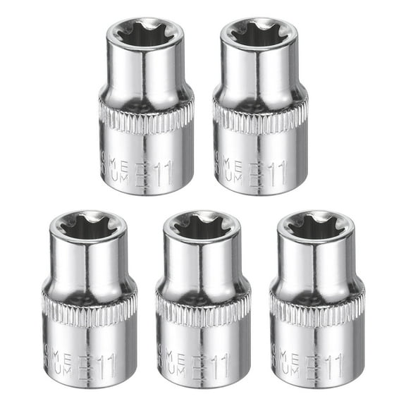 Uxcell 5pcs E-Torx Socket 3/8" Drive E11 Star Socket 1.1" Length 6 Point Spline Sleeve