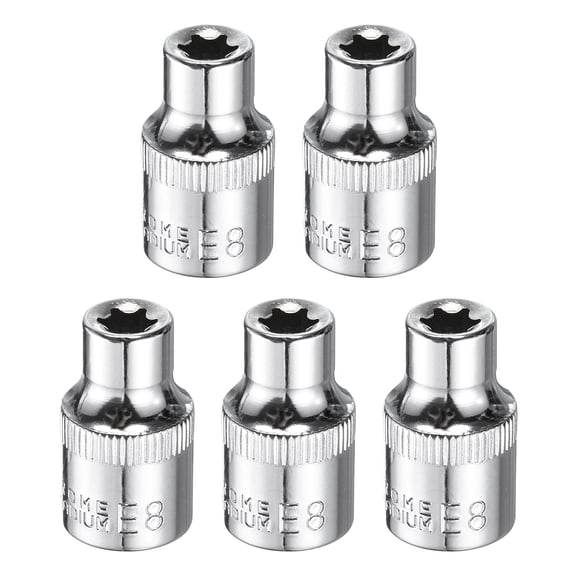 Uxcell 5pcs E-Torx Socket 3/8" Drive E8 Star Socket 1.1" Length 6 Point Spline Sleeve
