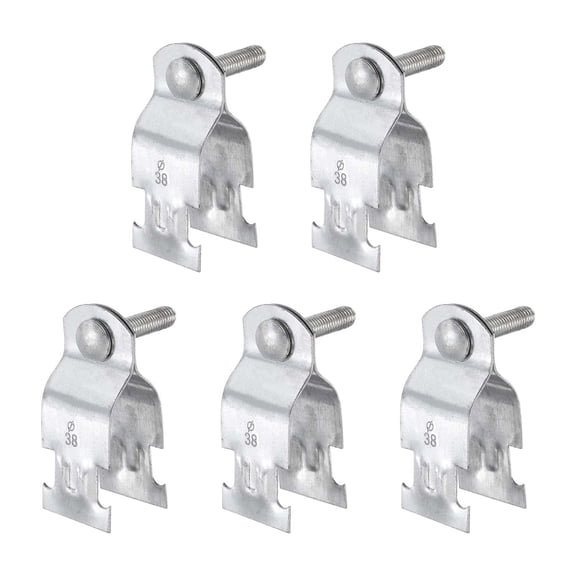 Uxcell 5pcs EMT Strut Clamp 1-1/2" Universal Carbon Steel Galvanized Strut Channel Accessory Conduit Clamp with Bolt and Nut for EMT Pipe Rigid Conduit, Silver
