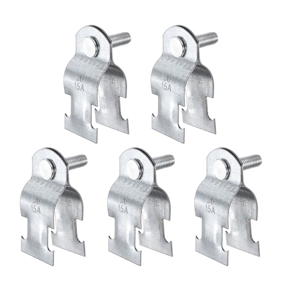 Uxcell 5pcs EMT Strut Clamp 1-1/9" Universal Carbon Steel Galvanized Strut Channel Accessory Conduit Clamp with Bolt and Nut for EMT Pipe Rigid Conduit, Silver