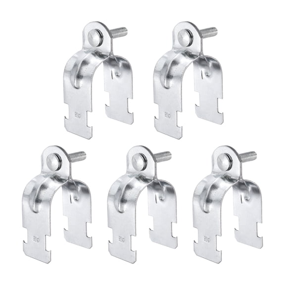 Uxcell 5pcs EMT Strut Clamp 1-7/9" Universal Carbon Steel Galvanized Strut Channel Accessory Conduit Clamp with Bolt and Nut for EMT Pipe Rigid Conduit, Silver