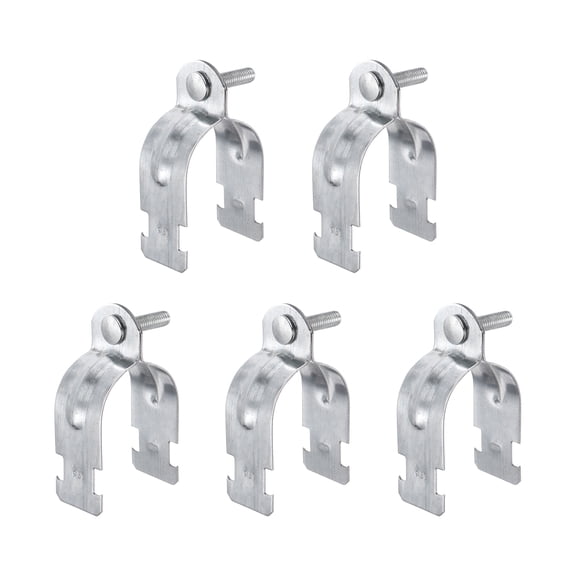 Uxcell 5pcs EMT Strut Clamp 2" Universal Carbon Steel Galvanized Strut Channel Accessory Conduit Clamp with Bolt and Nut for EMT Pipe Rigid Conduit, Silver