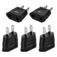 thumbnail image 1 of Uxcell 5 PCS EU to US Plug Socket Jack, US 2 Pin to European 2 Outlet Adapter Travel Charger Converter, 125V/250V 6A, 4mm Hole Black, 1 of 6