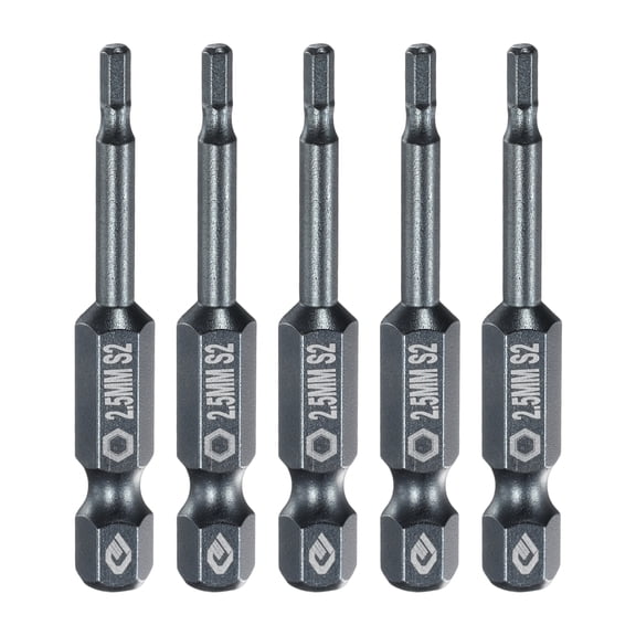 Uxcell 5pcs H2.5 Flat Hex Screwdriver Bit 2.5mm Magnetic Tip 1/4" Shank 2" Long Blue