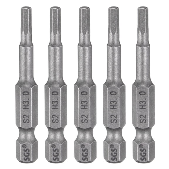 Uxcell 5pcs H3.0 Hex Head Drill Bit Wrench 3mm Metric Flat Tip 1/4" Hex Shank 50mm (2") Long Magnetic Hexagonal Screw Driver Socket Screwdriver Bits