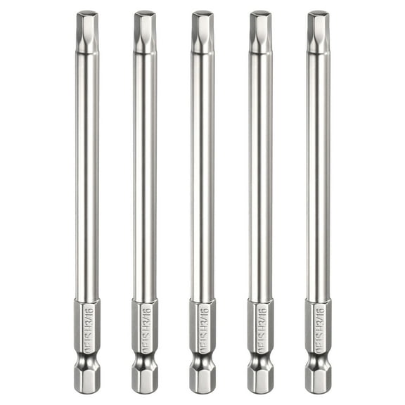 Uxcell 5pcs H3/16 Hex Head Screwdriver Bit 3/16" Flat Tip 1/4" Hex Shank 100mm (4") Long Magnetic Hexagonal Screw Drill Bit Wrench Chrome Plated