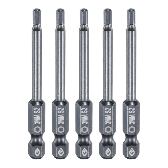 Uxcell 5pcs H3 Flat Hex Screwdriver Bit 3mm Magnetic Tip 1/4" Shank 2.6" Long Blue