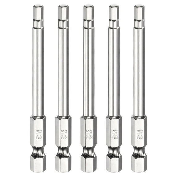 Uxcell 5pcs H4.0 Hex Head Screwdriver Bit 4.0mm Metric Flat Tip 1/4" Hex Shank 75mm (3") Long Magnetic Hexagonal Screw Drill Bit Wrench Chrome Plated