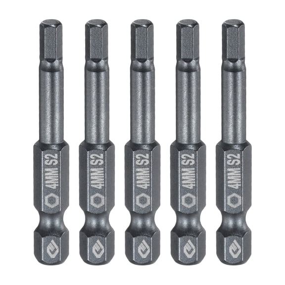 Uxcell 5pcs H4 Flat Hex Screwdriver Bit 4mm Magnetic Tip 1/4" Shank 2" Long Blue