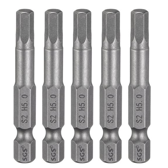 Uxcell 5pcs H5.0 Hex Head Drill Bit Wrench 5mm Metric Flat Tip 1/4" Hex Shank 50mm (2") Long Magnetic Hexagonal Screw Driver Socket Screwdriver Bits