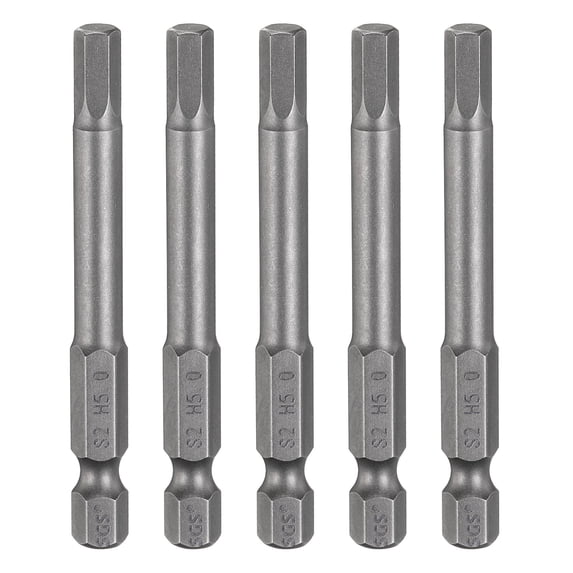 Uxcell 5pcs H5.0 Hex Head Drill Bit Wrench 5mm Metric Flat Tip 1/4" Hex Shank 65mm (2.56") Long Magnetic Hexagonal Screw Driver Socket Screwdriver Bits