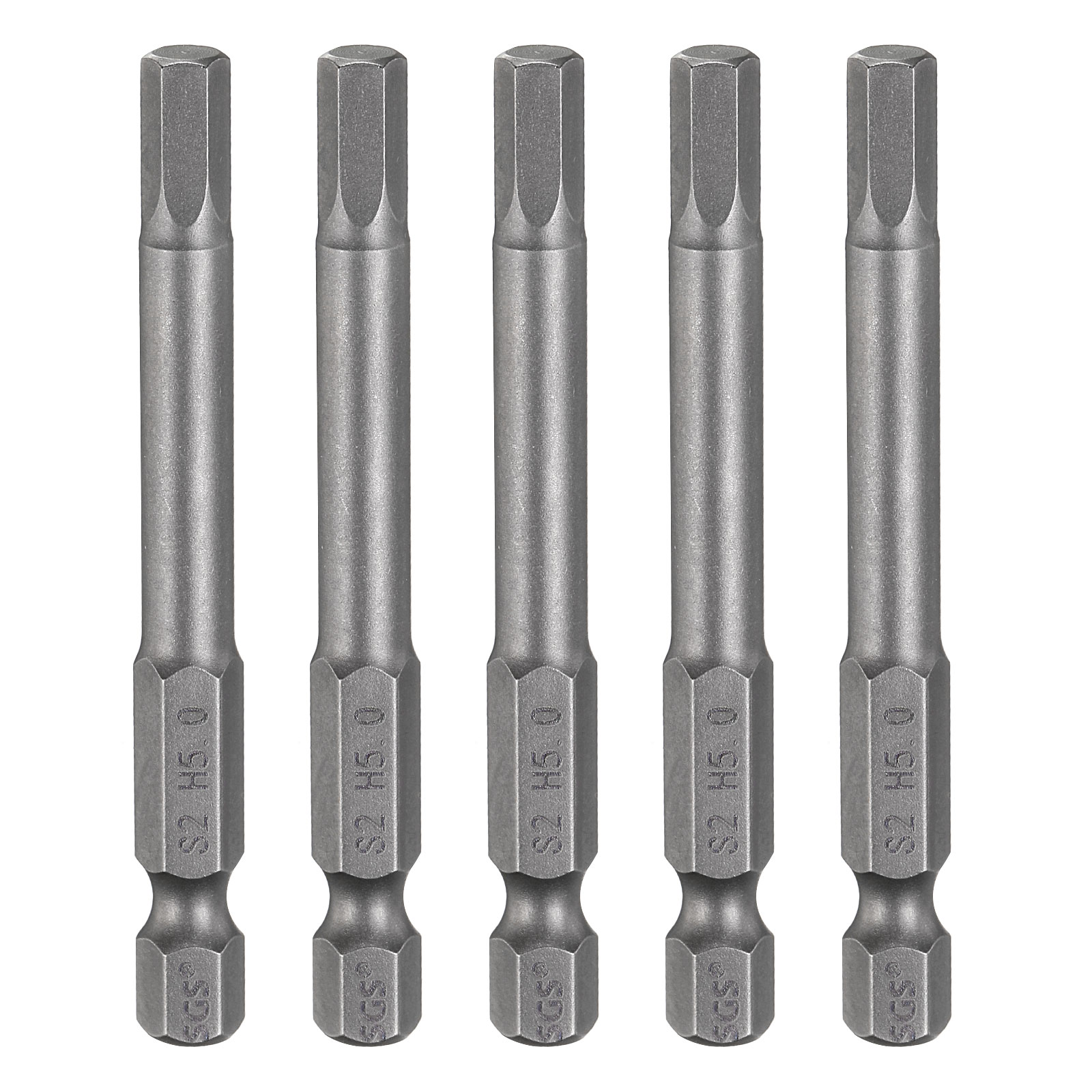 Uxcell 5pcs H5.0 Hex Head Drill Bit Wrench 5mm Metric Flat Tip 1/4" Hex Shank 65mm (2.56") Long Magnetic Hexagonal Screw Driver Socket Screwdriver Bits