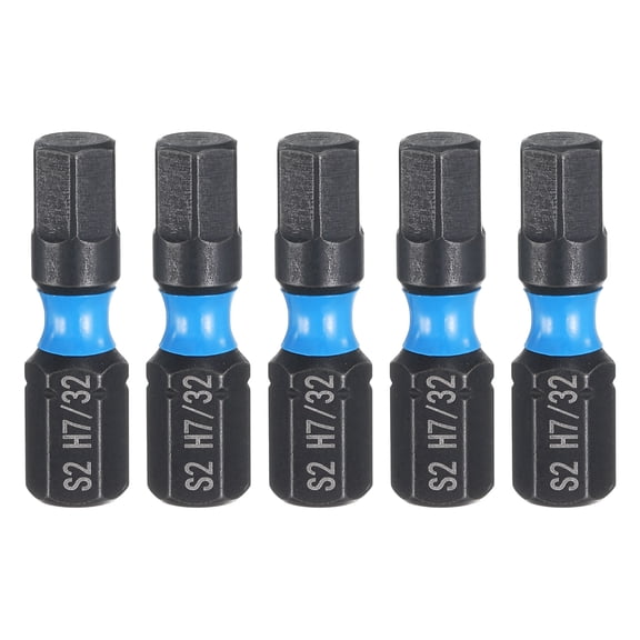 Uxcell 5pcs H7/32 Hex Screwdriver Bit 1/4" Hex Shank 25mm/1" Length Magnetic Hexagon Head S2 Steel Screw Driver Bit for Electric Manual Screwdrivers Precision Repair