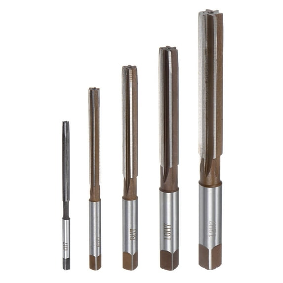 Uxcell 5pcs Hand Reamers Set 4mm-12mm H7 Metric Alloy Steel Reamer Bit Straight Flutes Reaming Tool
