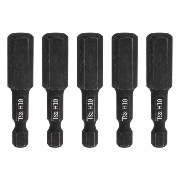 Uxcell 5pcs Hex Head Wrench Drill Bit 10mm(H10) Metric 1/4" Hex Shank 2"(50mm) Length S2 Steel Magnetic Impact Drivers Screwdriver Bit Hexagon Electric Drill Bits