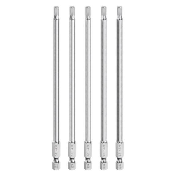Uxcell 5pcs Hex Head Wrench Drill Bit 4mm (H4) 1/4" Shank 6" Long S2 Steel Industrial Grade Magnetic Screwdriver Bits