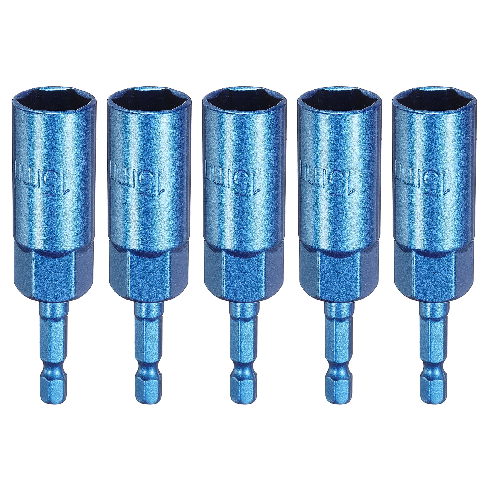 Uxcell 5pcs Hex Nut Driver Drill Bit 15mm 6-Points Socket 1/4" Hex ...