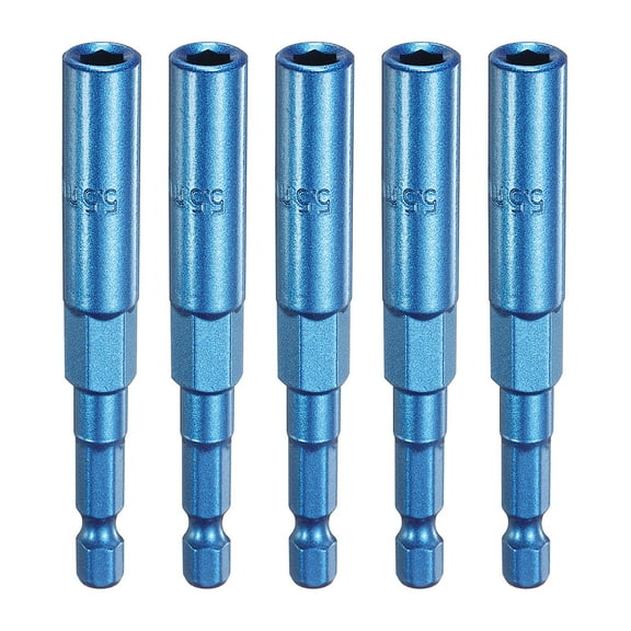Uxcell 5pcs Hex Nut Driver Drill Bit 5.5mm 6-Points Socket 1/4" Hex Shank Magnetic Nut Setter CR-V Steel Quick Change Socket