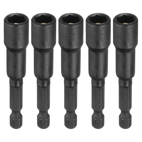 Uxcell 5pcs Hex Nut Driver Drill Bit 8mm 6-Points Socket 1/4" Hex Shank Magnetic Nut Setter CR-V Steel Quick Change Socket