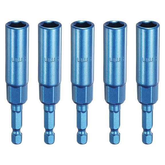 Uxcell 5pcs Hex Nut Driver Drill Bit 9mm 6-Points Socket 1/4" Hex Shank Magnetic Nut Setter CR-V Steel Quick Change Socket