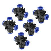 Uxcell 5pcs Inline Manifold Union Fitting 8mm5/16" OD 4 Ways Plastic Pneumatic Push to Connect Tube Fittings Push Lock Quick Release Connectors