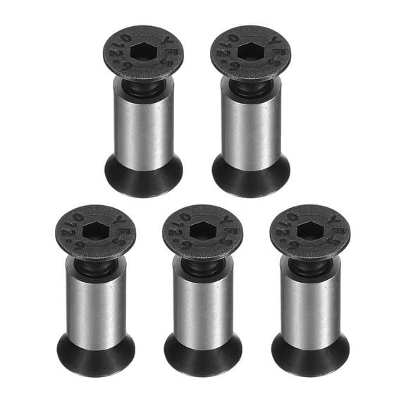 Uxcell 5pcs Knife Handle Screws 5 x 14mm Hex Sink Head 416 Stainless Steel Pocket Knife Pivot Pin for Blade Fixing, Black/Silver