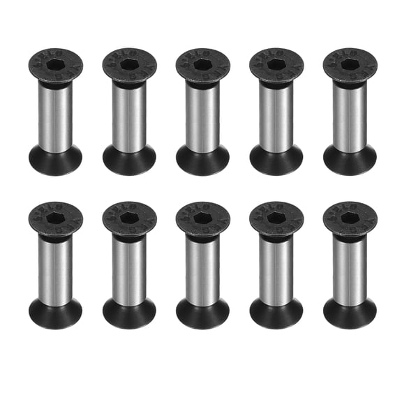 Uxcell 5pcs Knife Handle Screws 5 x 14mm Hex Sink Head 416 Stainless Steel Pocket Knife Pivot Pin for Blade Fixing, Black/Silver