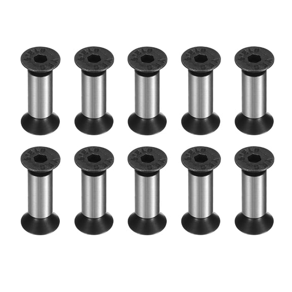Uxcell 5pcs Knife Handle Screws 5 x 14mm Hex Sink Head 416 Stainless Steel Pocket Knife Pivot Pin for Blade Fixing, Black/Silver
