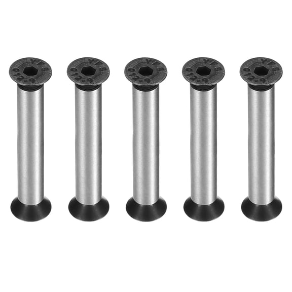 Uxcell 5pcs Knife Handle Screws 5 x 14mm Hex Sink Head 416 Stainless Steel Pocket Knife Pivot Pin for Blade Fixing, Black/Silver