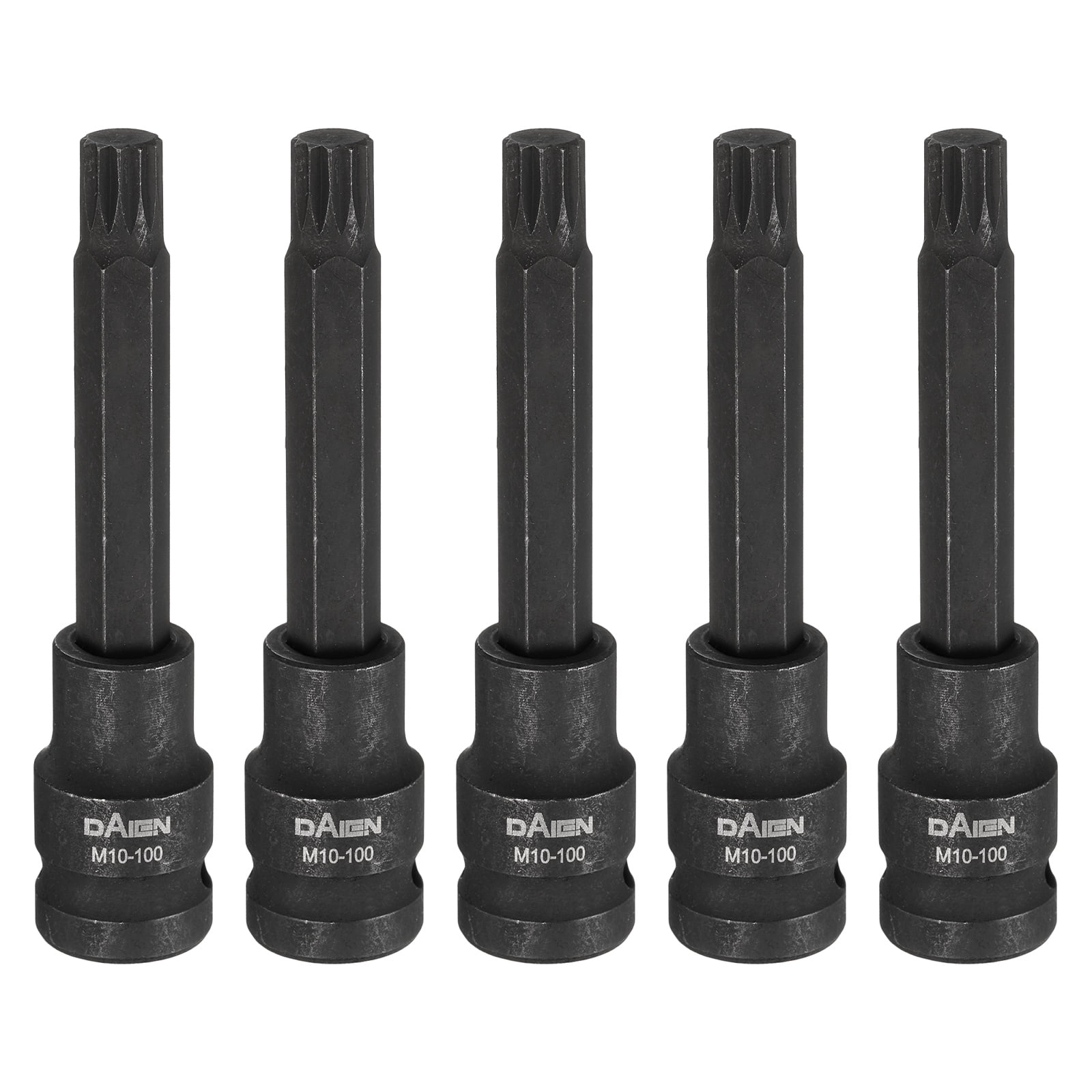 Uxcell 5pcs M10 Triple Square Bit Socket 55mm/2.17" Length 1/2" Square Drive 12 Point Spline Extension Impact Bit Power Nut Driver Set S2 Steel Socket Ratchet Wrench Bits, Black