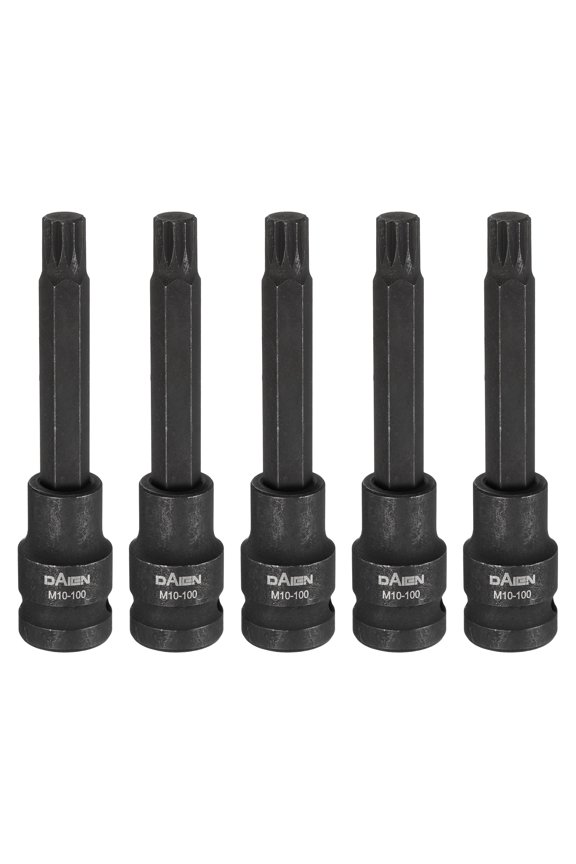 5pcs M10 Triple Square Bit Socket 55mm/2.17" Length 1/2" Square Drive 12 Point Spline Extension Impact Bit Power Nut Driver Set S2 Steel Socket Ratchet Wrench Bits, Black