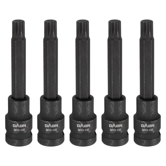 Uxcell 5pcs M10 Triple Square Bit Socket 55mm/2.17" Length 1/2" Square Drive 12 Point Spline Extension Impact Bit Power Nut Driver Set S2 Steel Socket Ratchet Wrench Bits, Black