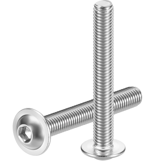 Uxcell 5pcs M8-1.25x60mm 304 Stainless Steel Flanged Button Head Socket Cap Screws, Allen Socket Drive Bolt Fasteners for Automotive, Furniture Repair & Equipment Fixes, Silver