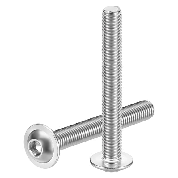 Uxcell 5pcs M8-1.25x80mm 304 Stainless Steel Flanged Button Head Socket Cap Screws, Allen Socket Drive Bolt Fasteners for Automotive, Furniture Repair & Equipment Fixes, Silver