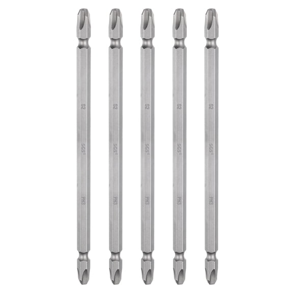 Uxcell 5pcs Magnetic Double Ended Screwdriver Bit 6.35mm PH3 6" Length 1/4" Hex Shank S2 Steel Two Sided Phillips Cross Screw Driver Bit