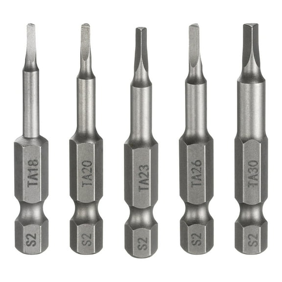 Uxcell 5pcs Magnetic Triangle Screwdriver Bit TA18-TA30 1/4" Hex Shank 2" (50mm) Long Magnetic S2 Steel Industrial Grade Screw Driver Bit Triangular Head Electric Drill Bits