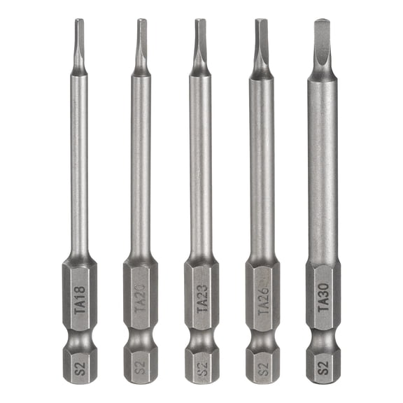 Uxcell 5pcs Magnetic Triangle Screwdriver Bit TA18-TA30 1/4" Hex Shank 3" (75mm) Long Magnetic S2 Steel Industrial Grade Screw Driver Bit Triangular Head Electric Drill Bits