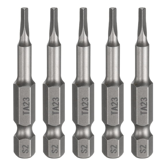 Uxcell 5pcs Magnetic Triangle Screwdriver Bit TA23 1/4" Hex Shank 2" (50mm) Long Magnetic S2 Steel Industrial Grade Screw Driver Bit Triangular Head Electric Drill Bits