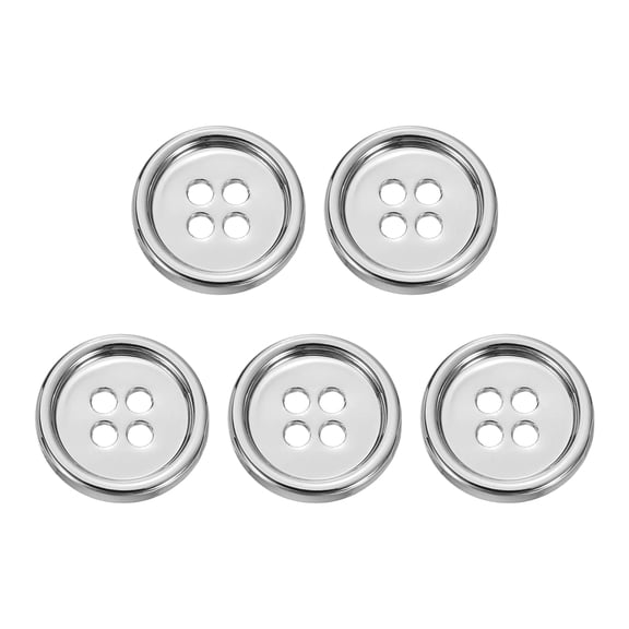 Uxcell 5pcs Metal Button 15mm (0.59") 4 Holes Alloy Round Sewing Buttons, White