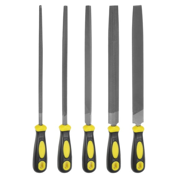 Uxcell 5pcs Metal File Set 10" High Carbon Steel Medium Cut Hand Rasp Files with Plastic Handle