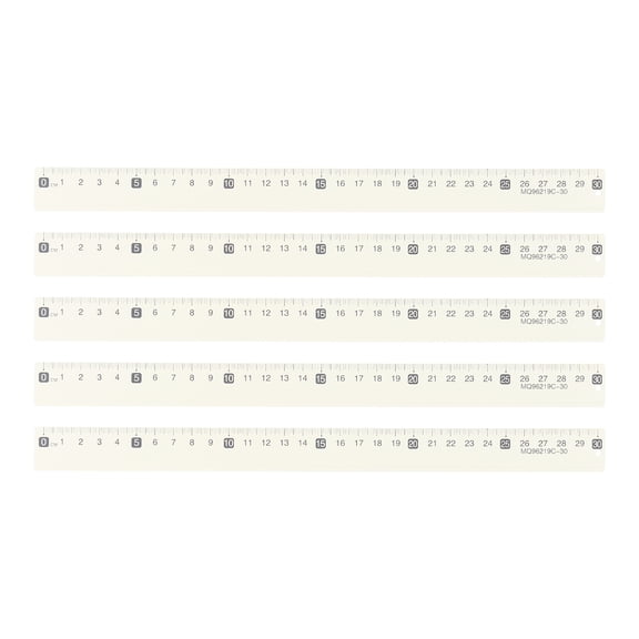 Uxcell 5pcs Metal Straight Ruler 12 Inch(30cm) Metric Aluminum Alloy Measuring Rulers Scale Tool with Hole for Measure Study Reading Classroom Office, White