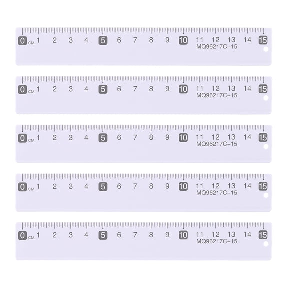 Uxcell 5pcs Metal Straight Ruler 6 Inch(15cm) Metric Aluminum Alloy Measuring Rulers Scale Tool with Hole for Measure Study Reading Classroom Office, Light Purple