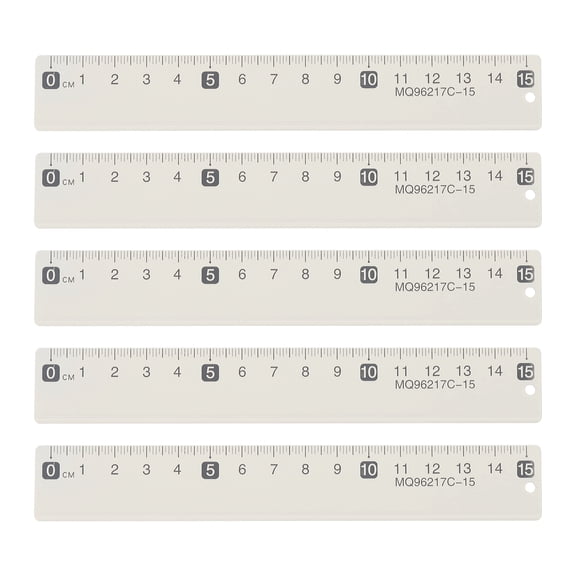 Uxcell 5pcs Metal Straight Ruler 6 Inch(15cm) Metric Aluminum Alloy Measuring Rulers Scale Tool with Hole for Measure Study Reading Classroom Office, White